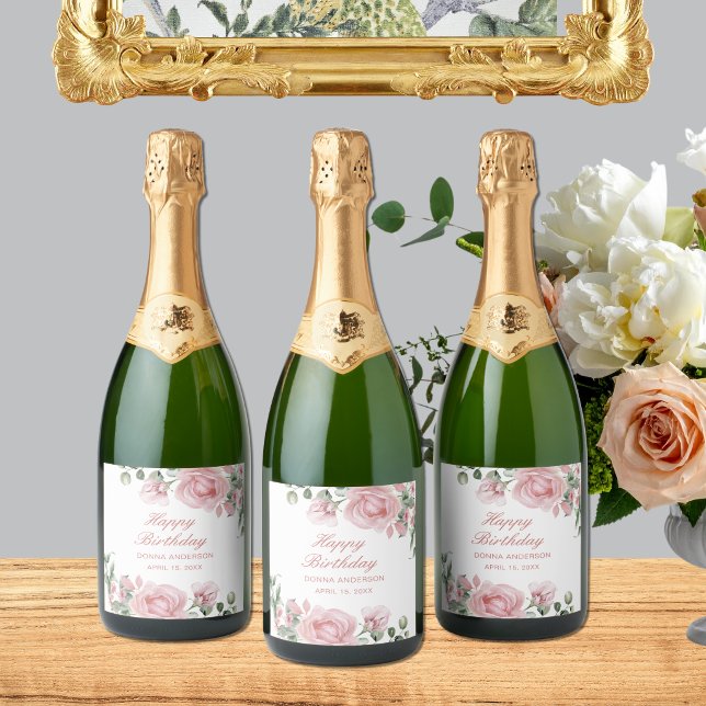 Rosa Blumen Geburtstagsfeier Teller (Von Creator hochgeladen)