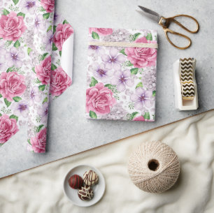 Rosa Blumen Geschenkpapier
