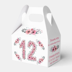 Rosa Blumen Große 12. Geburtstagsfeier Mädchen Grü Geschenkschachtel