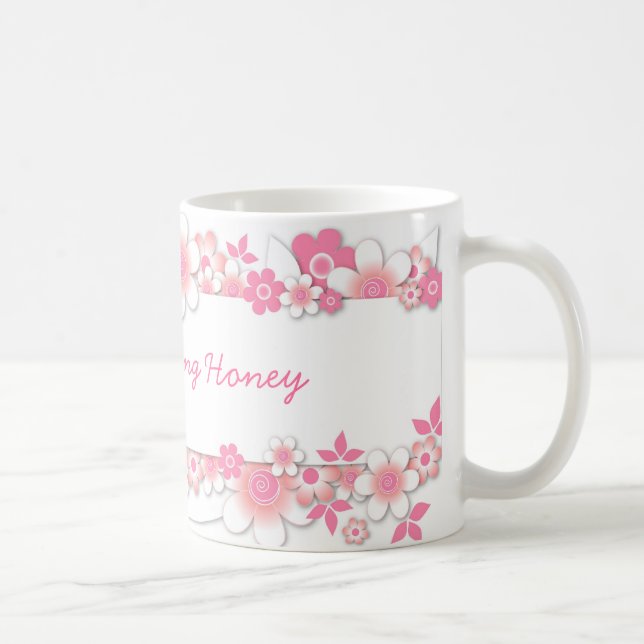 Rosa Blumen, guter Morgen-Honig Tasse (Rechts)