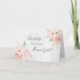 Rosa Blumen Hochzeit Blumenmädchen Antrag Karte