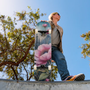 Rosa Blumen im Wald Skateboard