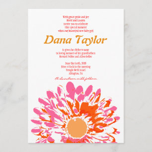 Rosa Blumen-jüdisches Baby, das Einladungs-Hebräer Einladung