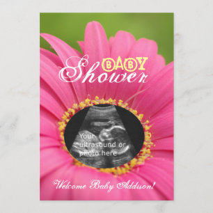 Rosa-"Blumen-Kinder" Ultraschall-Baby-Dusche lädt Einladung