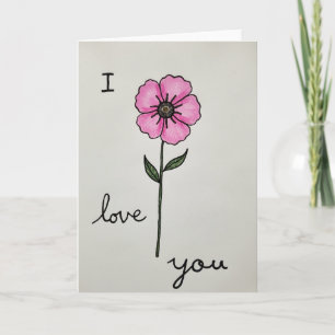 Rosa Blumen Liebe Dich Karte