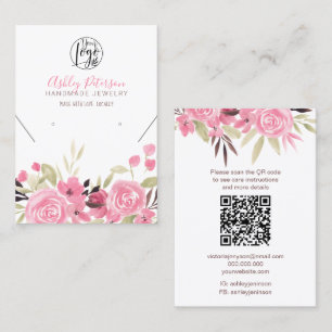 Rosa Blumen Logo Schmuck Ohrring Kettchen Qr Code Visitenkarte