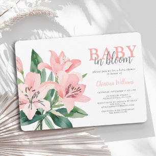 Rosa Blumen-Mädchen-Baby-Party-Einladung Einladung