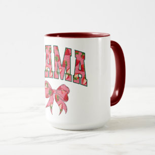 Rosa Blumen-MAMA-Buchstaben mit Schleife Tasse