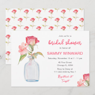 Rosa Blumen-Mason-Glas-Braut-Tag Einladung