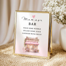 Rosa Blumen-Mom-osa-Bar-Schild Elegante Mimosa-Bar