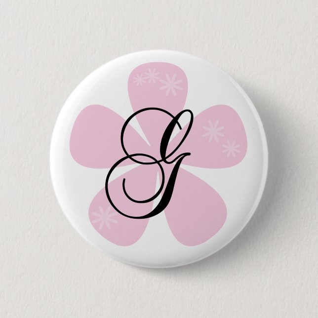 Rosa Blumen-Monogramm G Button (Vorderseite)