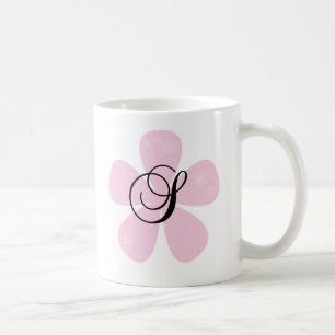 Rosa Blumen-Monogramm S Kaffeetasse
