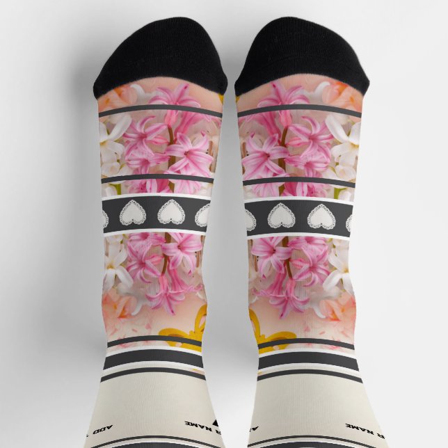 Rosa Blumen- Name Nummer Socken (Oben)