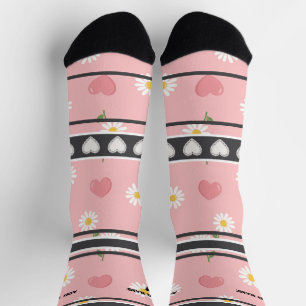 Rosa Blumen- Name Nummer Socken