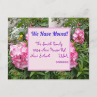 Rosa Blumen Neue Adresse Postkarte, Wir ziehen um