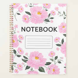 Rosa Blumen Notizbuch Hülle | Elegante Rose Blumen Planer
