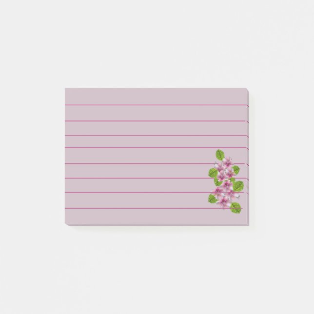 Rosa Blumen-Post-it-Zettel Post-it Klebezettel (Vorderseite)