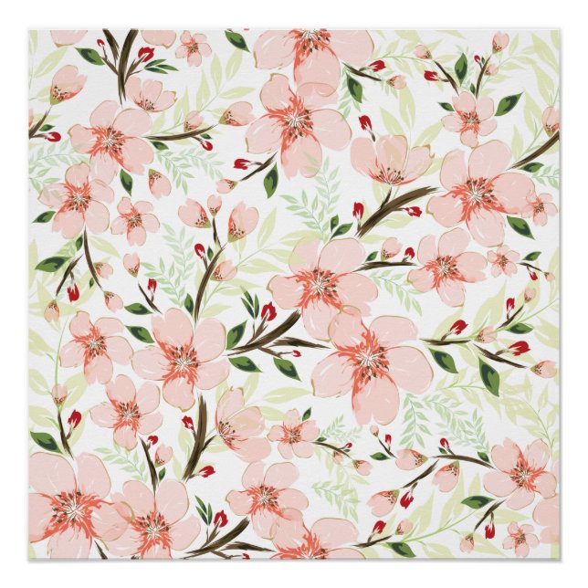Rosa Blumen Poster (Vorderseite)