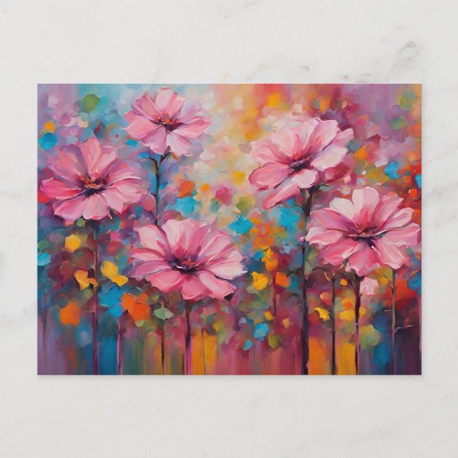 Rosa Blumen Postkarte (Vorderseite)
