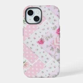 Rosa Blumen-Quilt-Handyhülle iPhone 15 Hülle