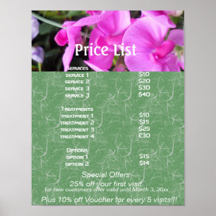 Rosa Blumen  Reiki-Zen-Services Preisliste Poster