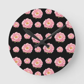 Rosa Blumen Runde Wanduhr