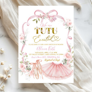 Rosa Blumen-Schleife Coquette-Ballett-Baby-Party Einladung