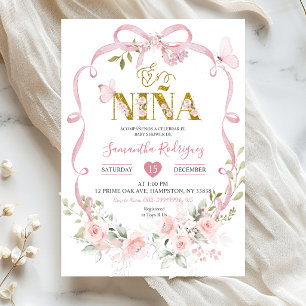 Rosa Blumen-Schleife Coquette Süße Es ist Nina Bab Einladung