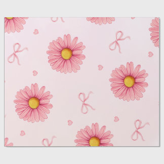 Rosa Blumen, Schleifen und Herzen Tissue-Papier Geschenkpapier