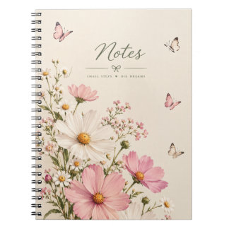 Rosa Blumen-Schmetterling-Notizbuch – Notizblock