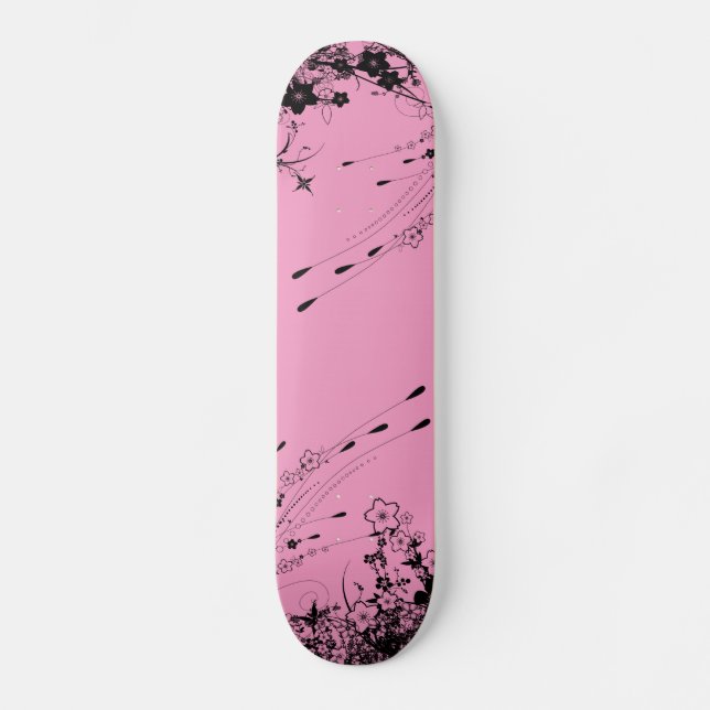 rosa Blumen Skateboard (Vorderseite)