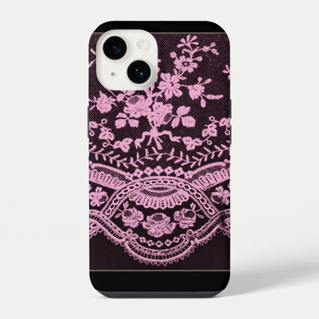 Rosa Blumen-Spitze iPhone Hülle (Rückseite)