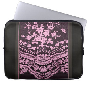 Rosa Blumen-Spitze Laptopschutzhülle