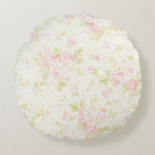 Rosa Blumen-Spitze Shabby Chic Rustikal Vintage Rundes Kissen