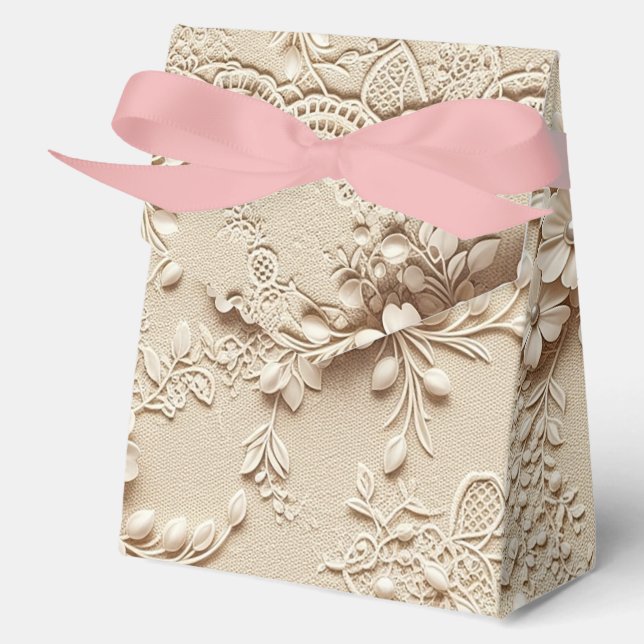 Rosa Blumen-Spitzen-Look Geschenkschachtel (Vorderseite)