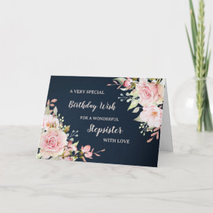Rosa Blumen Stepsister Birthday Card Karte