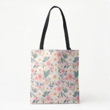 Rosa Blumen-Tasche - Über die Schulter