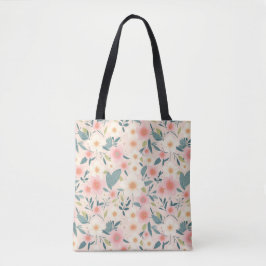 Rosa Blumen-Tasche - Über die Schulter
