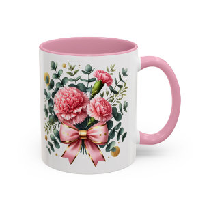 Rosa Blumen-Tasse Nelkenstrauß Geschenk Tasse