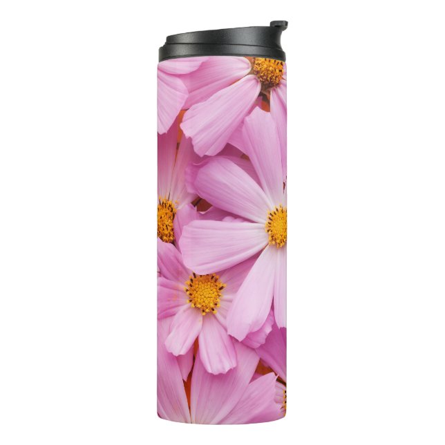 Rosa Blumen Thermosbecher (Nach links gedreht)