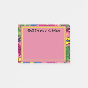 Rosa Blumen To-Do-Liste Personalisiert Post-it Klebezettel