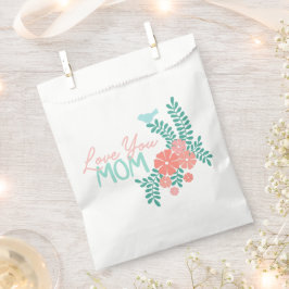 Rosa Blumen und blaue Vögel lieben dich Mama Text Geschenktütchen