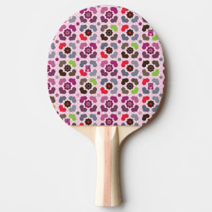 rosa Blumen- und Eulenmuster Tischtennis Schläger
