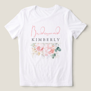 Rosa Blumen und Grün Brautjungfer Brautparty Tri-Blend Shirt