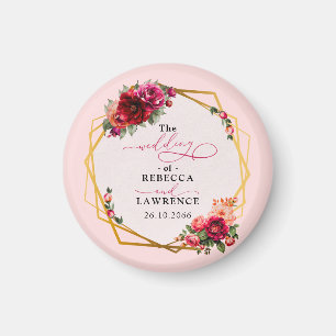 Rosa Blumen und Imitate Goldhochzeit Magnet