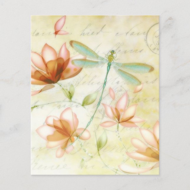 Rosa Blumen und Libelle (Vorderseite)