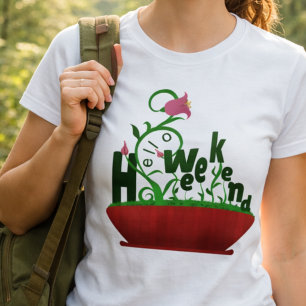 Rosa Blumen und Ranken Fettgedruckt T-Shirt