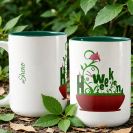 Rosa Blumen und Ranken Fettgedruckt Zweifarbige Tasse