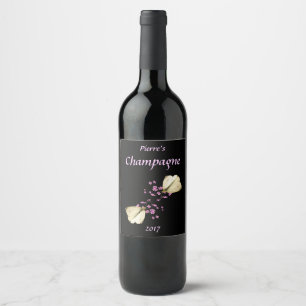 Rosa Blumen und Schmetterlinge Florales Weinlabel Weinetikett