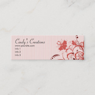Rosa Blumen und Streifen Mini Visitenkarte